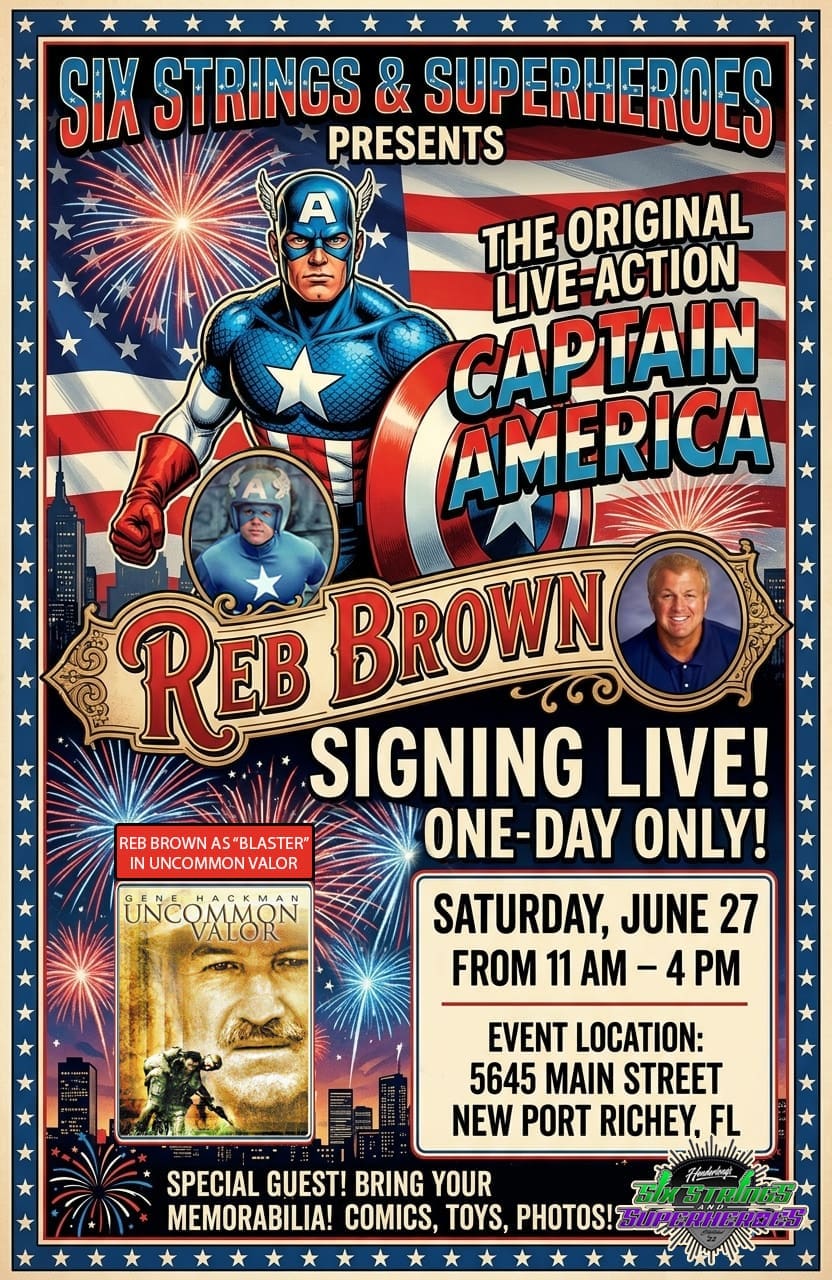 The original Captain America Reb Brown signing at Six Strings and Superheroes